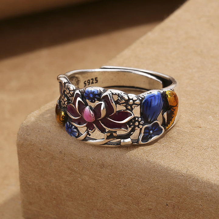 Buddha Stones Koi-vis Lotusbloemblad ontwerp Geluks- en Ring - image 6