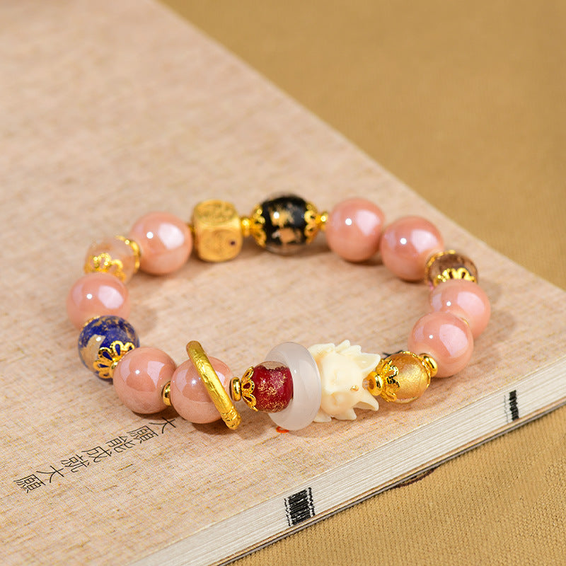 Buddha Stones Tibetaanse Wierook Liuli glazen kralen geluksbescherming Armband met negenstaartvos - image 1