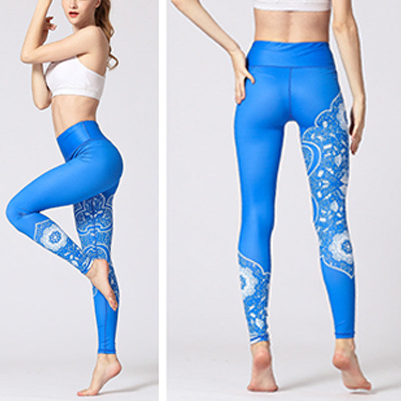Buddha Stones Broek met strepen, onkruid, sakurabloemen en zwarte boomprint, sportlegging, fitnesslegging, yogabroek voor dames - image 1