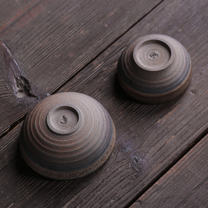 Buddha Stones Eenvoudig bruin gestreept keramisch theekopje met Kung Fu Theekopje . - image 17