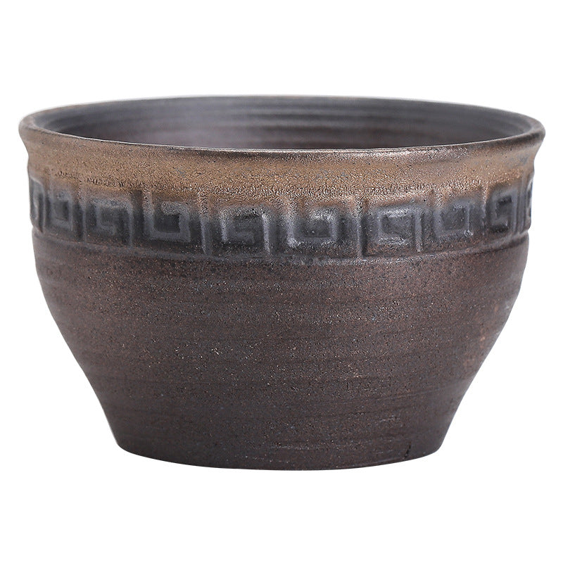 Buddha Stones Eenvoudig bruin gestreept keramisch theekopje met Kung Fu Theekopje . - image 12