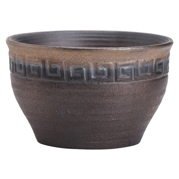 Buddha Stones Eenvoudig bruin gestreept keramisch theekopje met Kung Fu Theekopje . - image 12