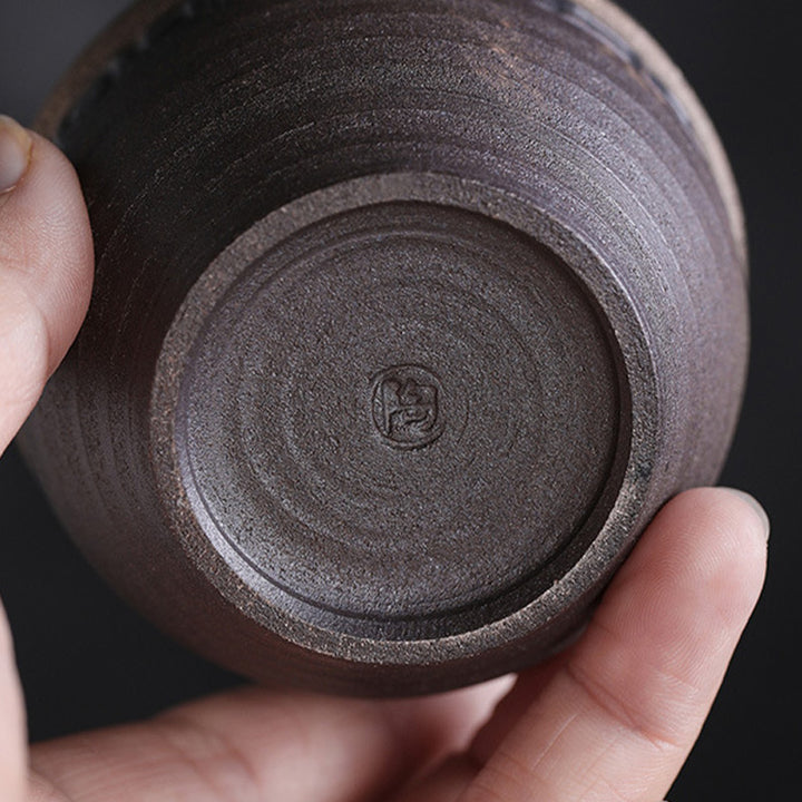 Buddha Stones Eenvoudig bruin gestreept keramisch theekopje met Kung Fu Theekopje . - image 10