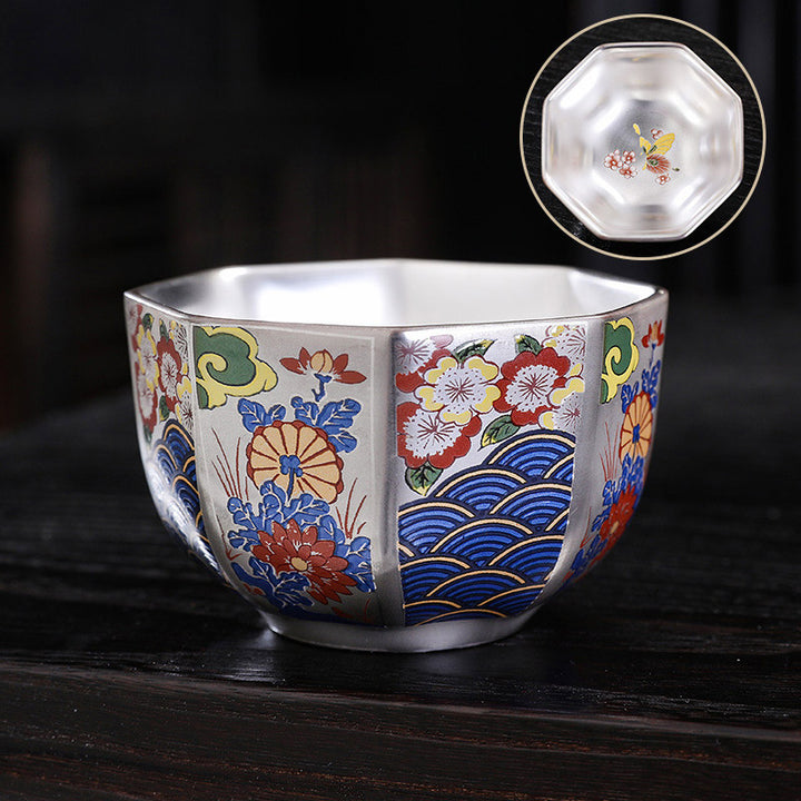 Buddha Stones Keramische theekop met chrysantenbloemen, Kung Fu Theekopje - Bloemen 8,6 cm * 5,3 cm * 165 ml - image 9