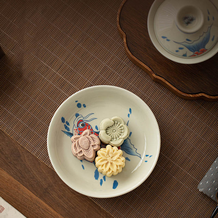 Buddha Stones Keramische Gaiwan Sancai Theekopje met deksel (koivis, arowana) - image 15