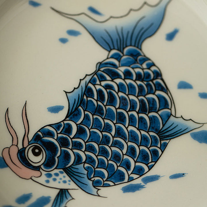 Buddha Stones Keramische Gaiwan Sancai Theekopje met deksel (koivis, arowana) - image 21