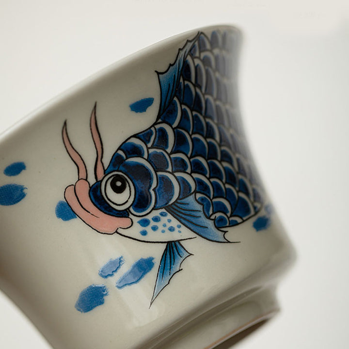 Buddha Stones Keramische Gaiwan Sancai Theekopje met deksel (koivis, arowana) - image 20