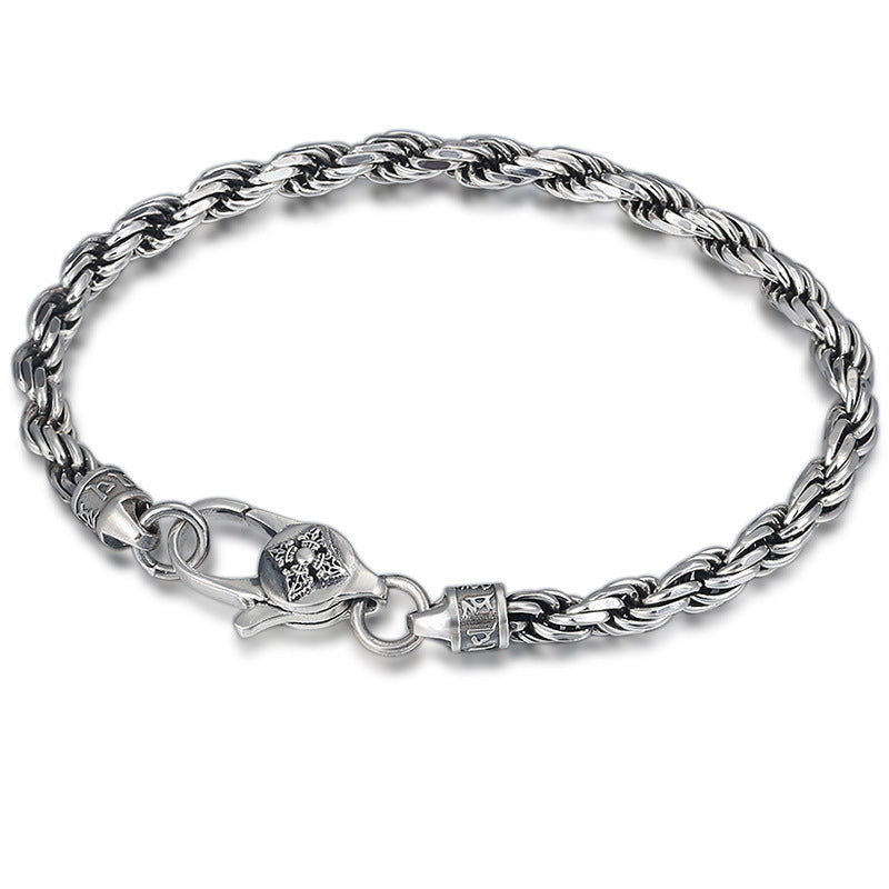 Buddha Stones 925 Sterling Zilveren Tibetaanse Om Mani Padme Hum Dubbele Dorje Vajra Gedraaid Ontwerp Vrede Liefde Armband - image 1