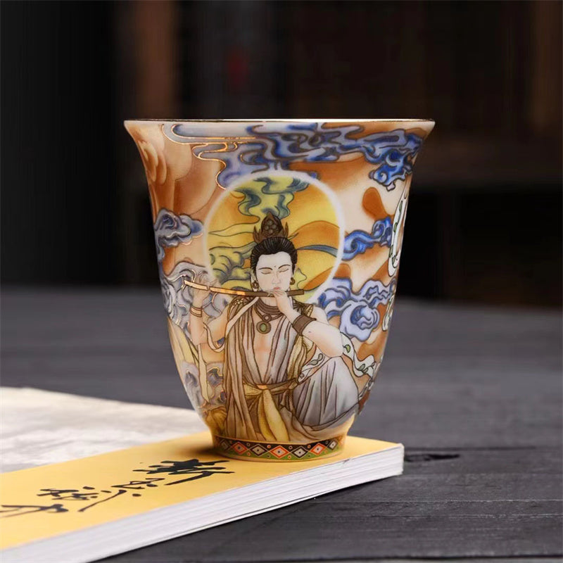 Buddha Stones Dunhuang Color Flying Apsaras theekopje Kung Fu Theekopje - Dunhuang Color 6,7 cm * 7,2 cm * 100 ml - image 1