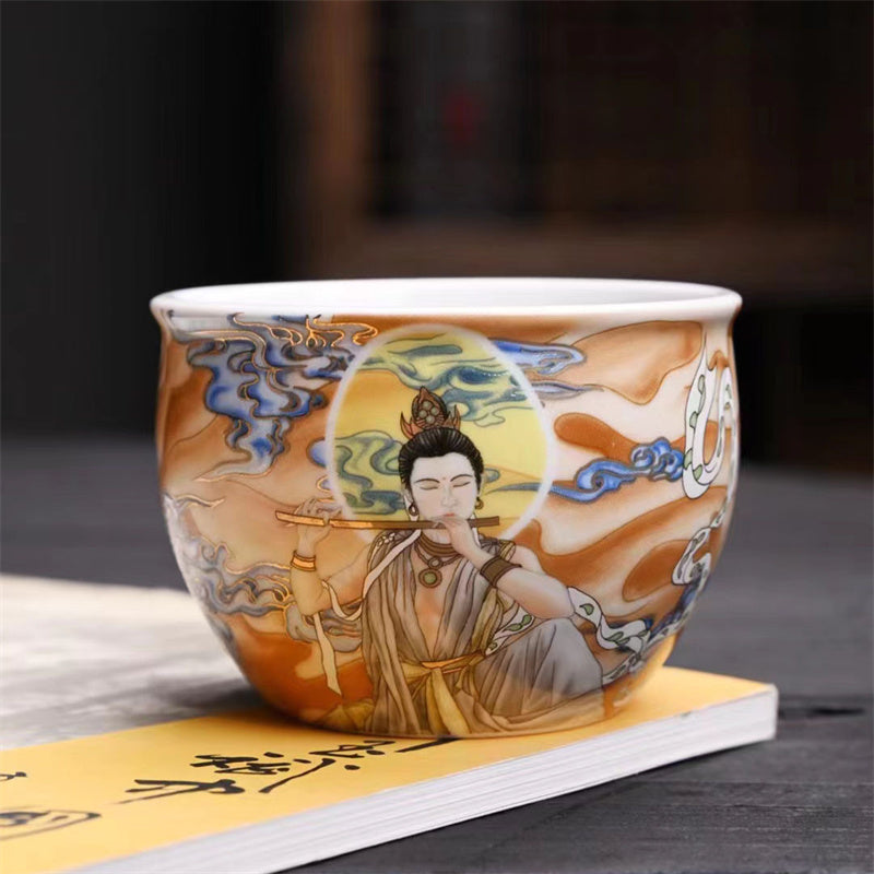 Buddha Stones Dunhuang Color Flying Apsaras theekopje Kung Fu Theekopje - Dunhuang Color 7,7 cm * 5,5 cm * 150 ml - image 16