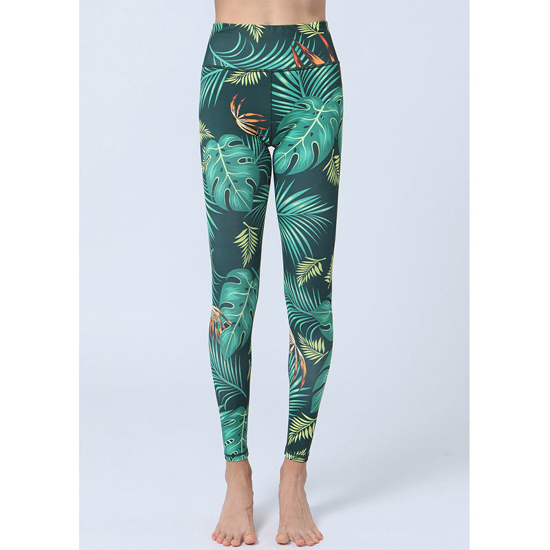 Buddha Stones Broek met bladerenprint, sportieve fitness- en yogalegging met hoge Taille , yogabroek voor dames - image 1