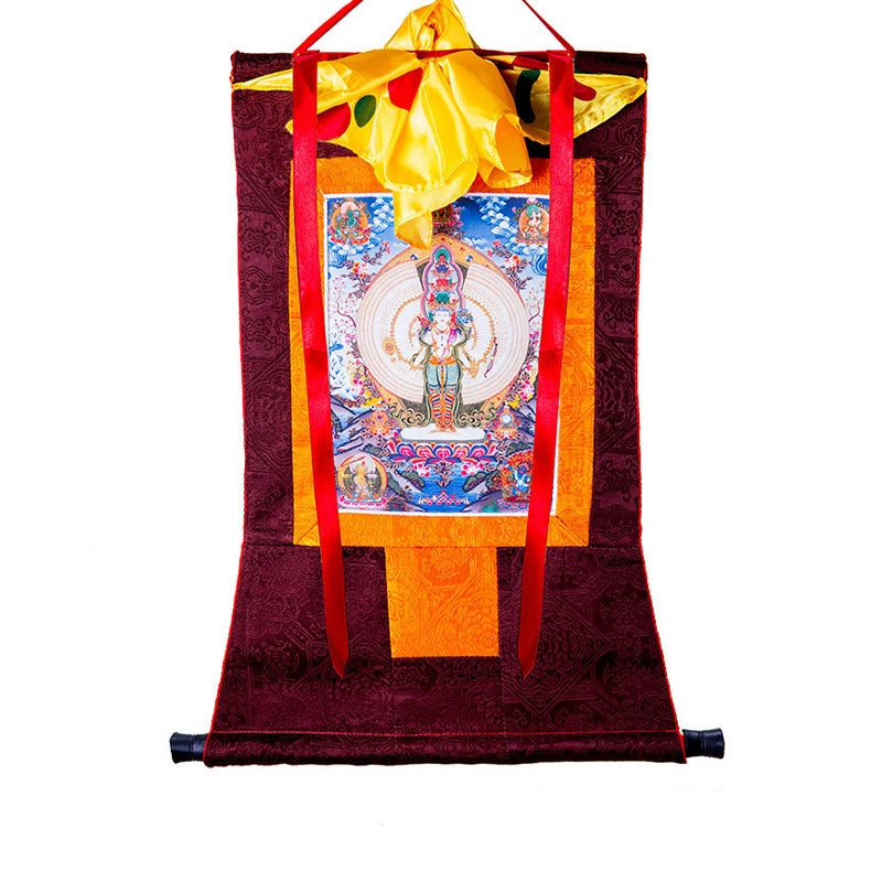 Buddha Stones Tibetaanse duizendarmige Avalokitesvara ingelijste Thangka zegendecoratie - 2m - image 0