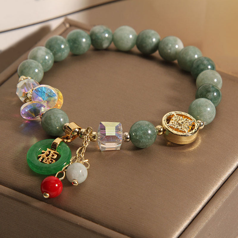 Buddha Stones Aardbeikwarts Jade Fu Karakter Bedeltje Helende Armband - image 9
