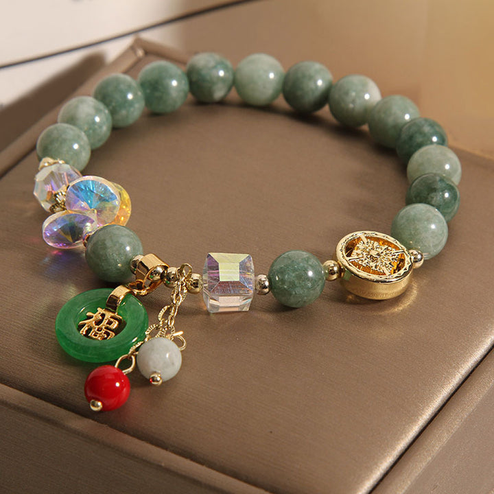Buddha Stones Aardbeikwarts Jade Fu Karakter Bedeltje Helende Armband - image 9