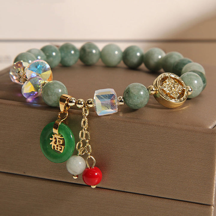 Buddha Stones Aardbeikwarts Jade Fu Karakter Bedeltje Helende Armband - image 11
