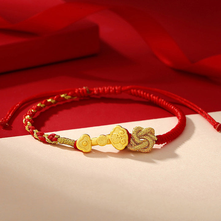 Buddha Stones 999 Sterling Zilveren Ruyi Handvat Fu Karakter Armband - 14-22 cm - image 0