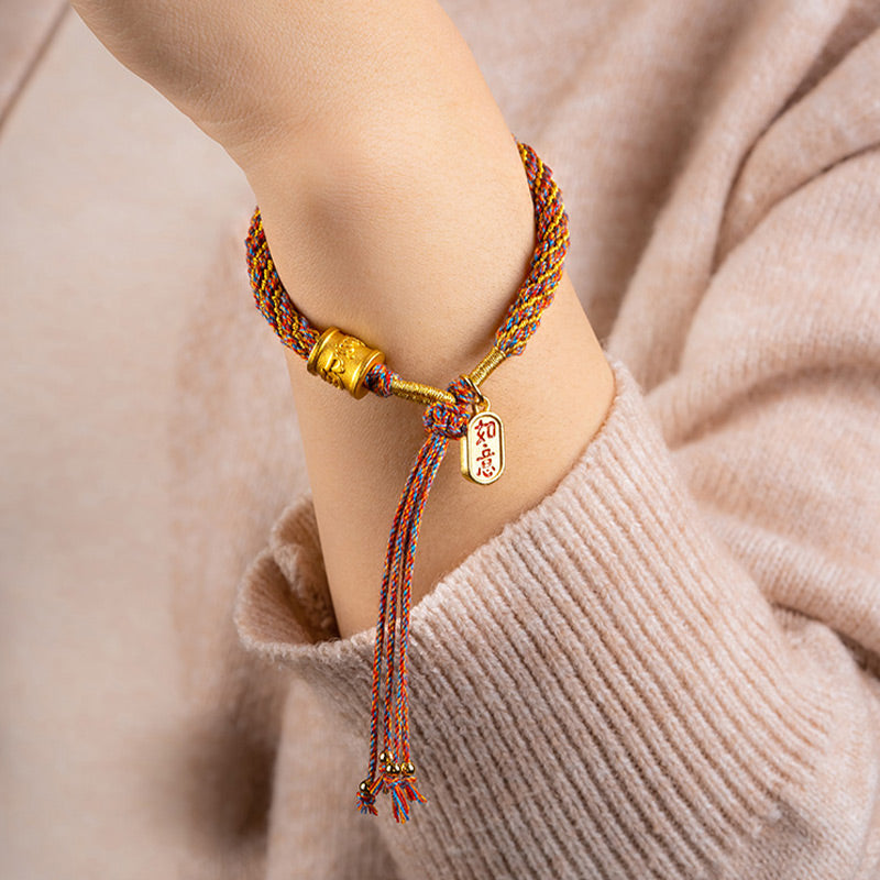 Buddha Stones Handgemaakte veelkleurige Tibetaanse Om Mani Padme Hum Ruyi gelukbrengende gevlochten Armband - image 1
