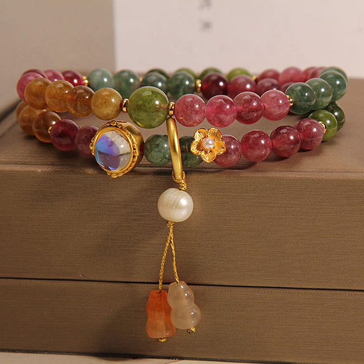 Buddha Stones Veelkleurige toermalijn armband met dubbele wikkeling en Armband - Toermalijn (Positief♥Liefde) (Polsomtrek 14-16 cm) Dubbele wikkel - image 0