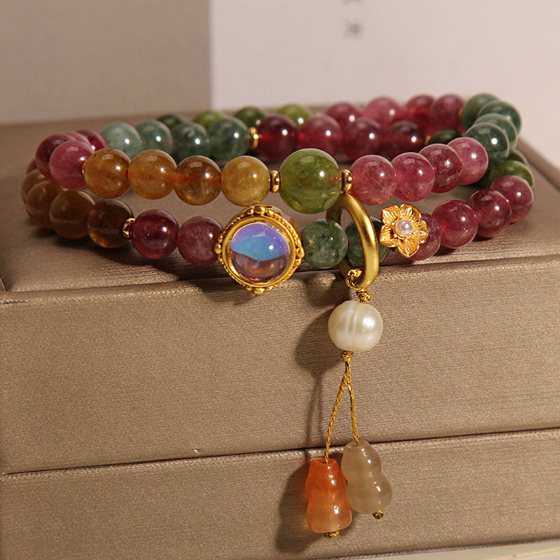 Buddha Stones Veelkleurige toermalijn armband met dubbele wikkeling en Armband - image 1