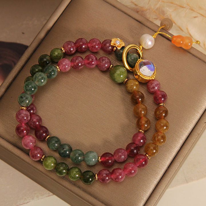 Buddha Stones Veelkleurige toermalijn armband met dubbele wikkeling en Armband - image 4