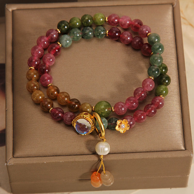 Buddha Stones Veelkleurige toermalijn armband met dubbele wikkeling en Armband - image 6