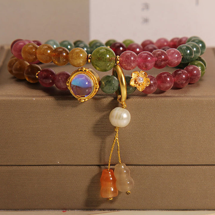 Buddha Stones Veelkleurige toermalijn armband met dubbele wikkeling en Armband - image 7