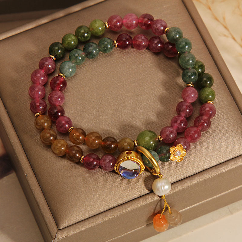 Buddha Stones Veelkleurige toermalijn armband met dubbele wikkeling en Armband - image 5