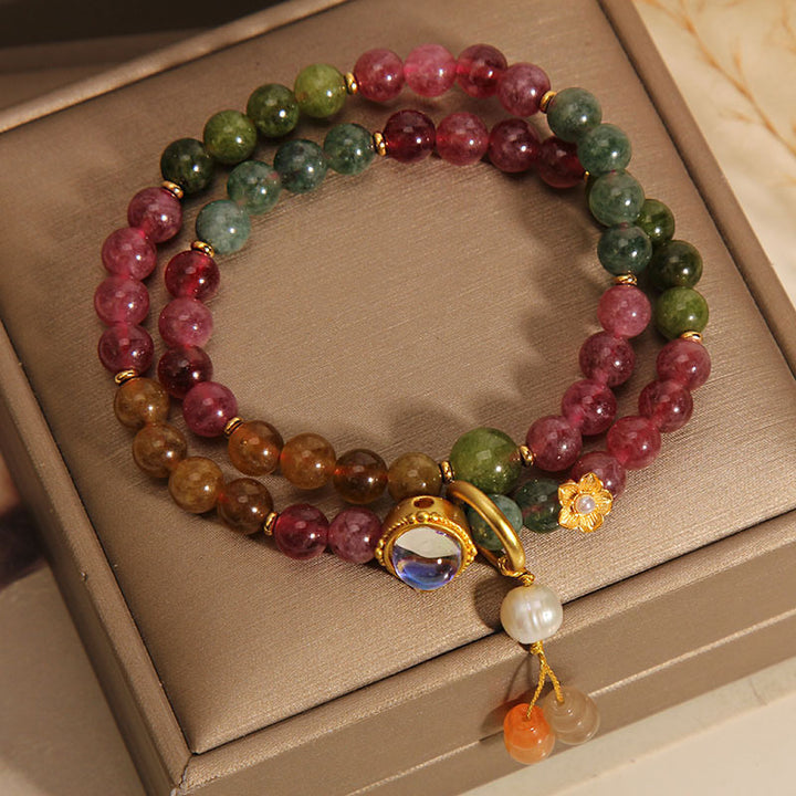 Buddha Stones Veelkleurige toermalijn armband met dubbele wikkeling en Armband - image 5