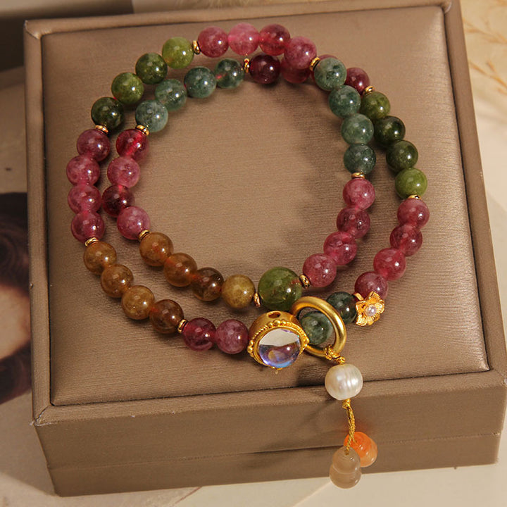 Buddha Stones Veelkleurige toermalijn armband met dubbele wikkeling en Armband - image 3