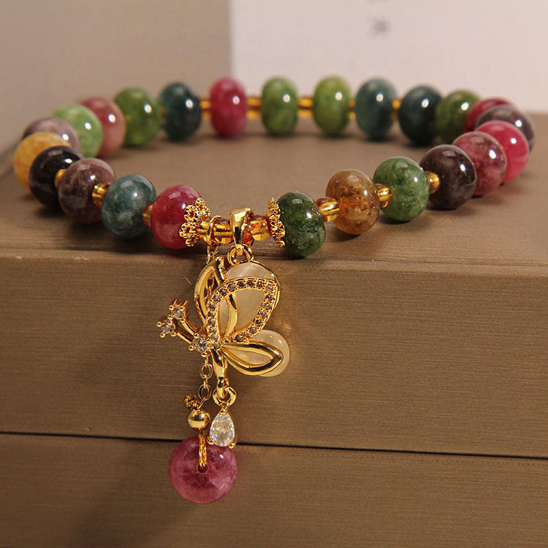 Buddha Stones Kleurrijke toermalijn vlinderhanger Armband - image 4