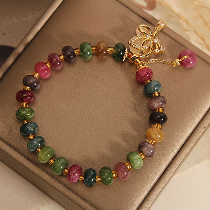Buddha Stones Kleurrijke toermalijn vlinderhanger Armband - image 3