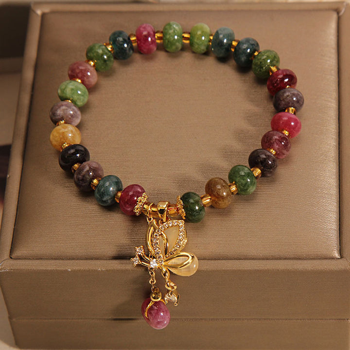 Buddha Stones Kleurrijke toermalijn vlinderhanger Armband - image 2