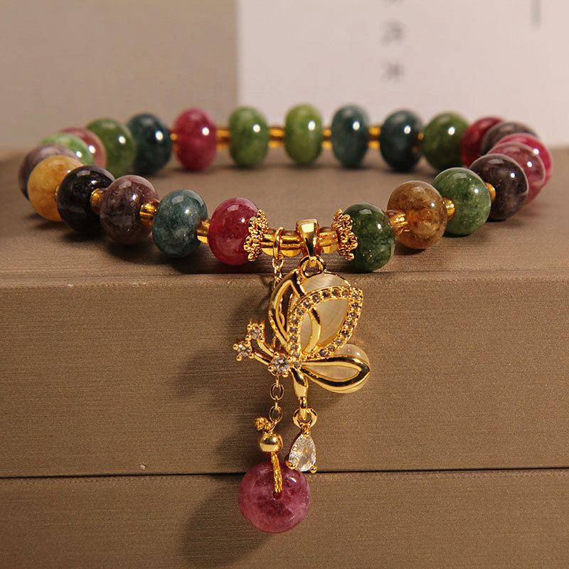 Buddha Stones Kleurrijke toermalijn vlinderhanger Armband - Toermalijn (Positief♥Liefde) (Polsomtrek 14-16 cm) - image 0