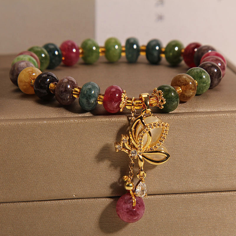 Buddha Stones Kleurrijke toermalijn vlinderhanger Armband - image 5