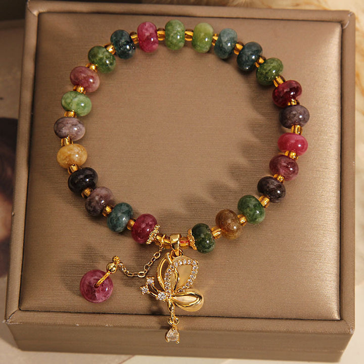 Buddha Stones Kleurrijke toermalijn vlinderhanger Armband - image 6