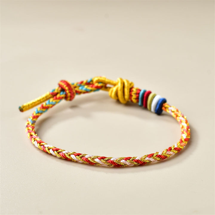 Buddha Stones Handgemaakte kleurrijke gouden Armband met helende vlechttechniek - image 3
