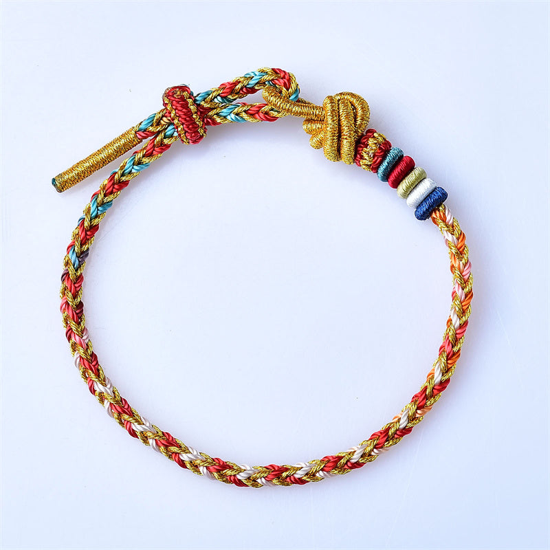 Buddha Stones Handgemaakte kleurrijke gouden Armband met helende vlechttechniek - image 4