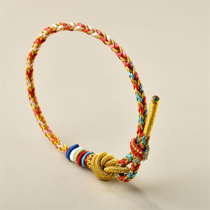 Buddha Stones Handgemaakte kleurrijke gouden Armband met helende vlechttechniek - image 1