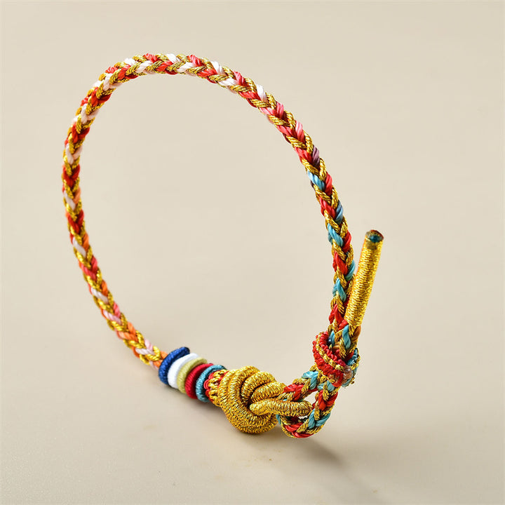 Buddha Stones Handgemaakte kleurrijke gouden Armband met helende vlechttechniek - image 1