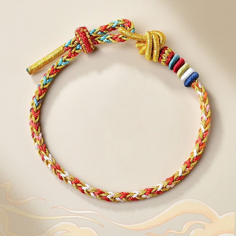 Buddha Stones Handgemaakte kleurrijke gouden Armband met helende vlechttechniek - Kleurrijk goud (Polsomtrek 14-19 cm) - image 0