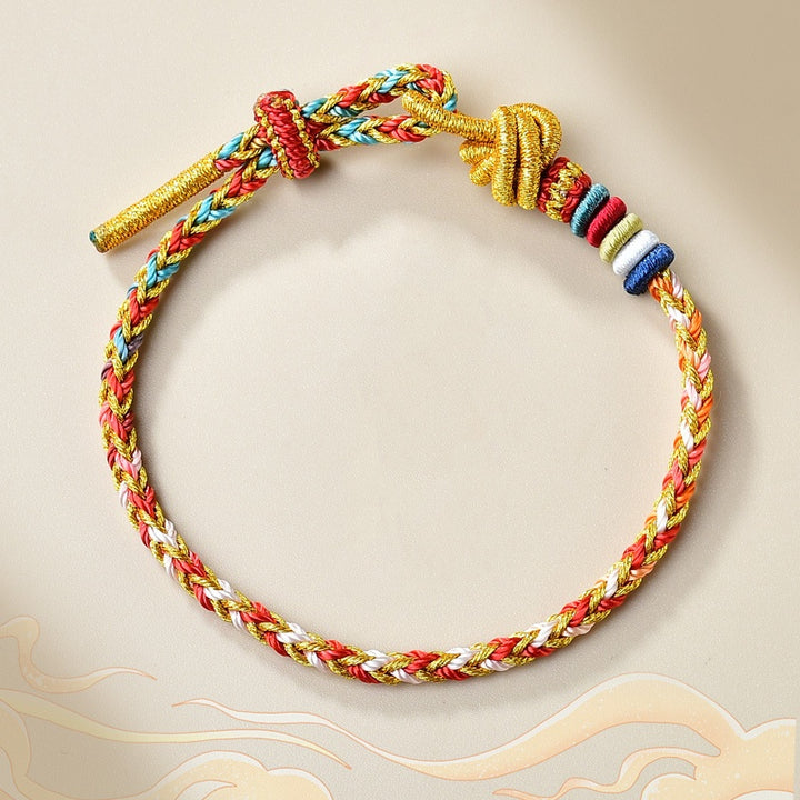 Buddha Stones Handgemaakte kleurrijke gouden Armband met helende vlechttechniek - Kleurrijk goud (Polsomtrek 14-19 cm) - image 0