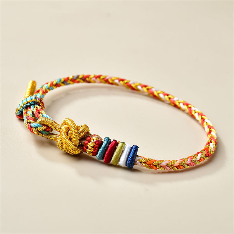 Buddha Stones Handgemaakte kleurrijke gouden Armband met helende vlechttechniek - image 2