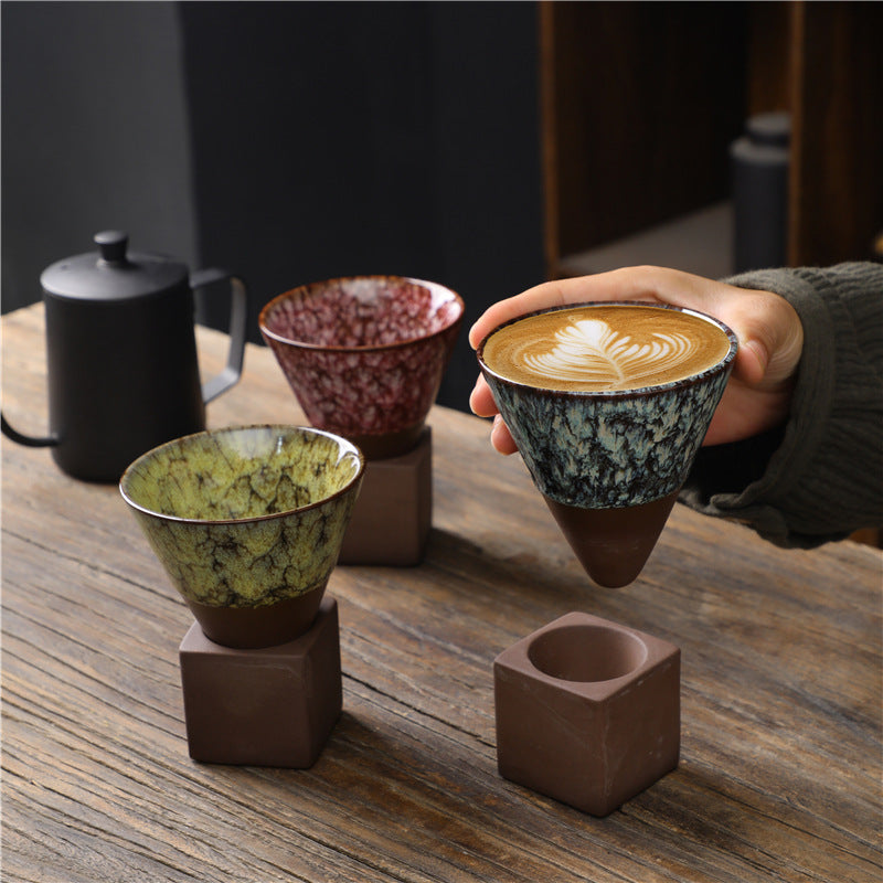 Buddha Stones Retro keramische koffiemok met voet, geschikt voor thee, latte of espresso, 200 ml - image 0