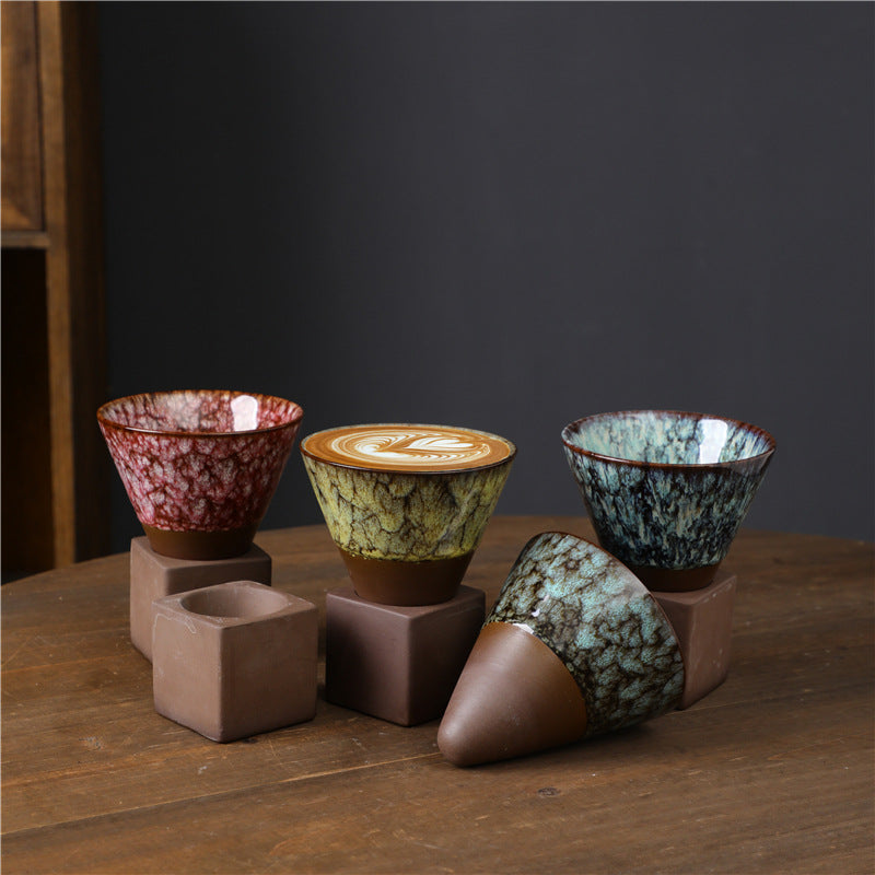Buddha Stones Retro keramische koffiemok met voet, geschikt voor thee, latte of espresso, 200 ml - image 1