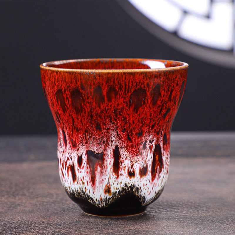 Buddha Stones Vintage keramische koffiemok/ Theekopje met veranderd design, 150 ml - Rood Wit 7,5 cm * 7,5 cm * 150 ml - image 8