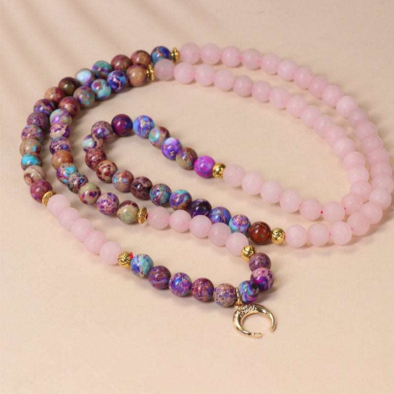 Buddha Stones Mala Armband met 108 kralen van Miano, gemaakt van echt roze kristal - image 1
