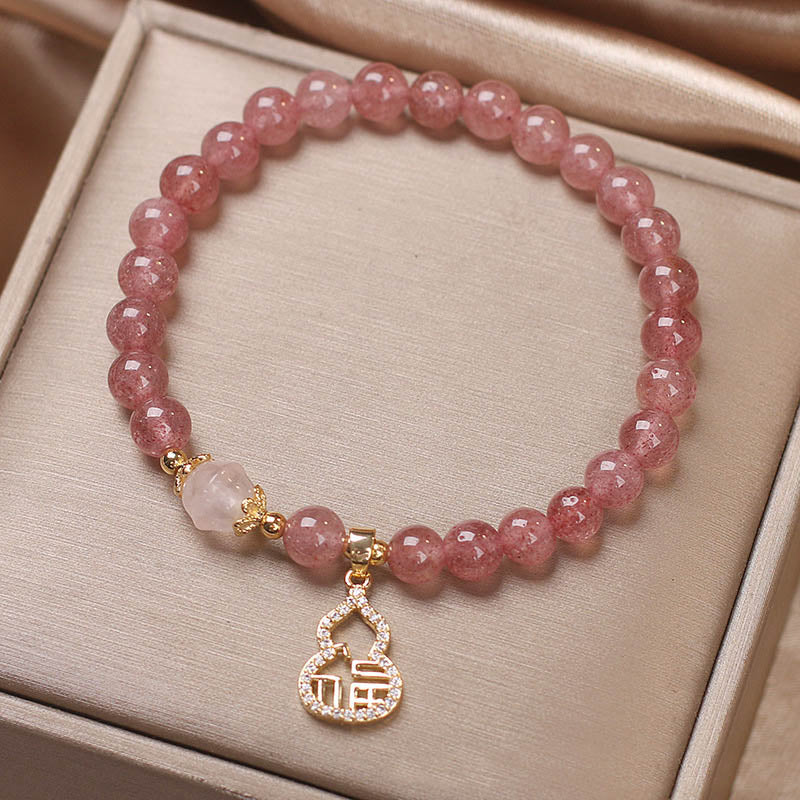 Buddha Stones Aardbeikwarts kalebas Fu karakter bedeltje positieve Armband - image 5