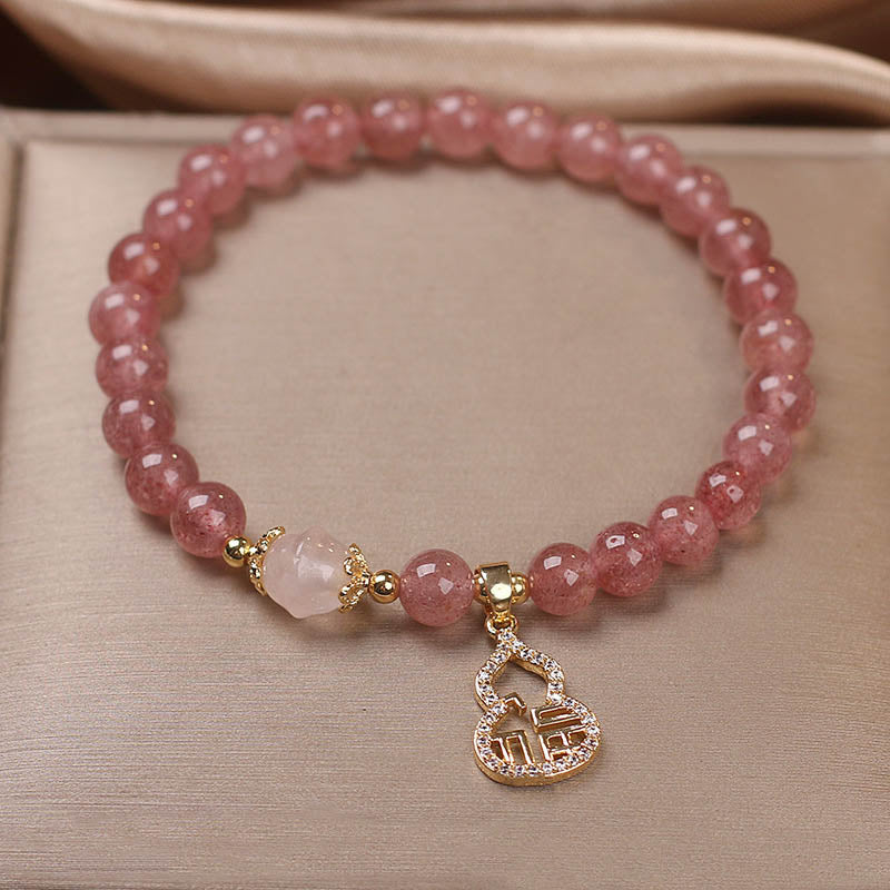 Buddha Stones Aardbeikwarts kalebas Fu karakter bedeltje positieve Armband - image 7