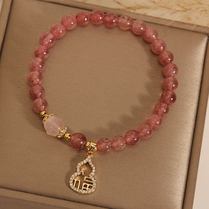 Buddha Stones Aardbeikwarts kalebas Fu karakter bedeltje positieve Armband - image 10