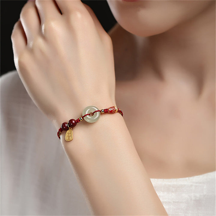 Buddha Stones 925 Sterling Zilveren Koi Vis Hetian Jade Vredesgesp Armband - image 2
